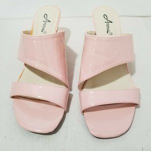 Anne Brand PInk Patent Leather Sandals with jeweled Heel size 11M